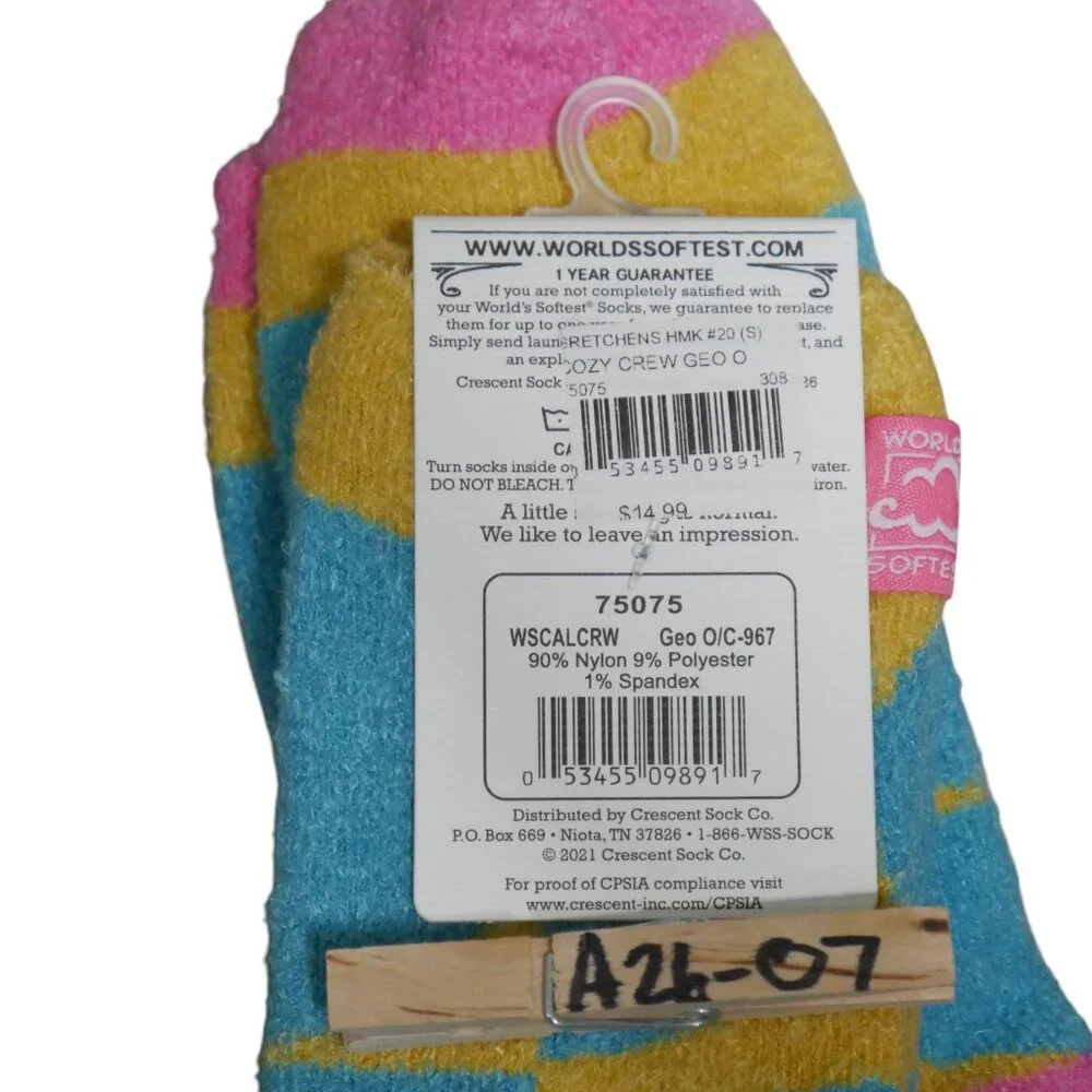 NEW Worlds Softest Socks Crew Womens Size 6-11 Cozy Cabin Spa Artsy Gift for Her